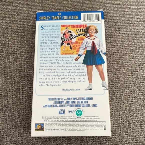 5/$25 Vintage Shirley Temple Little Miss Broadway VHS Movie 1938 Remake Musical - Picture 2 of 4